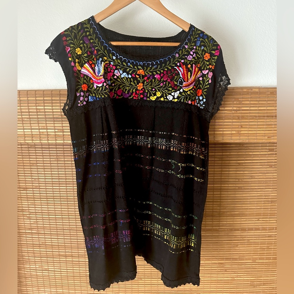 Embroidered Mexican Shift Dress - S/M
